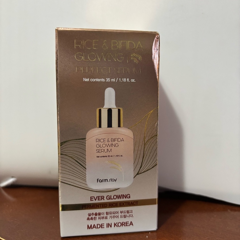 Farmstay Rice & Bifida Glowing Serum - Beige and Gold Packaging